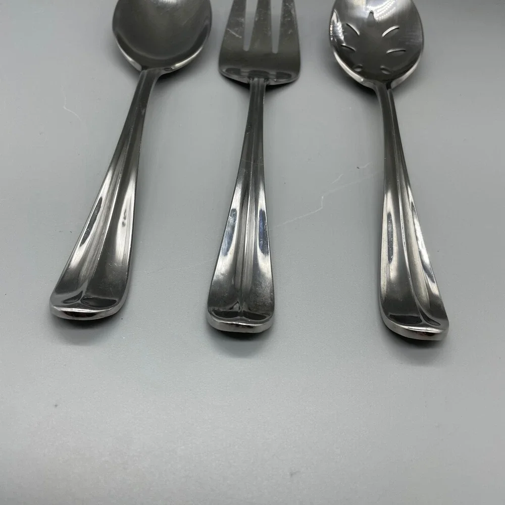 Dansk‎ ALSACE Stainless Steel 3 Piece Serving Set Slotted Spoon Meat Fork Spoon